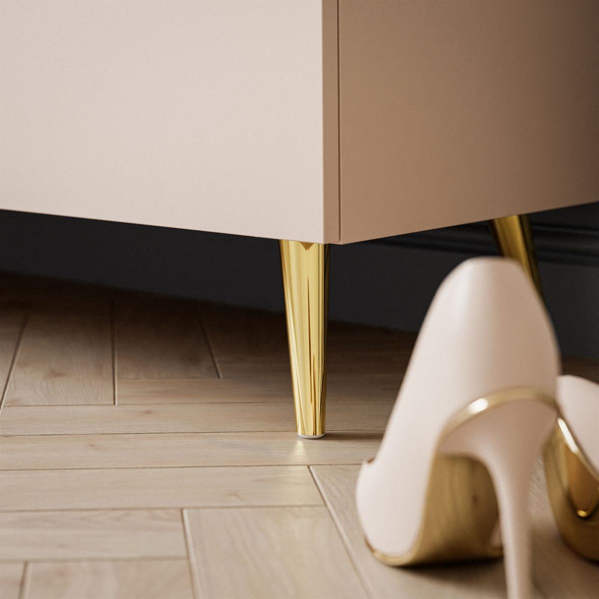 KOMMODE AURA KASCHMIR 4S mit Schubladen Goldene Beine und Griffe - Kaschmir/Goldfarben, Holzwerkstoff (95/90/40cm) - Lookway