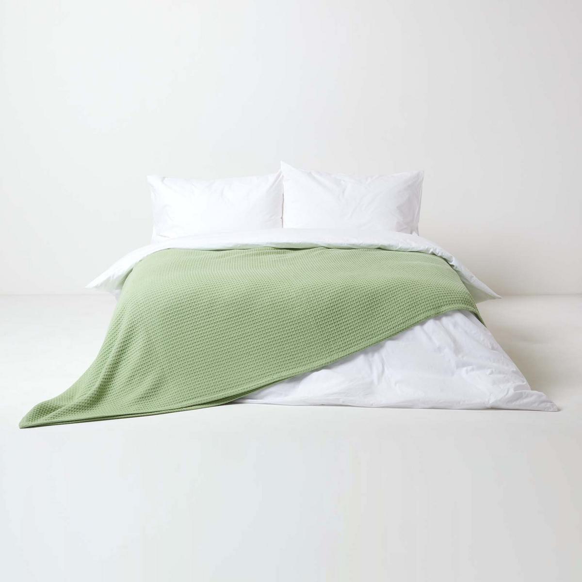 BIO-WOHNDECKE Waffelpiqué 230/280 cm - Grün, Textil (280/230cm) - Homescapes