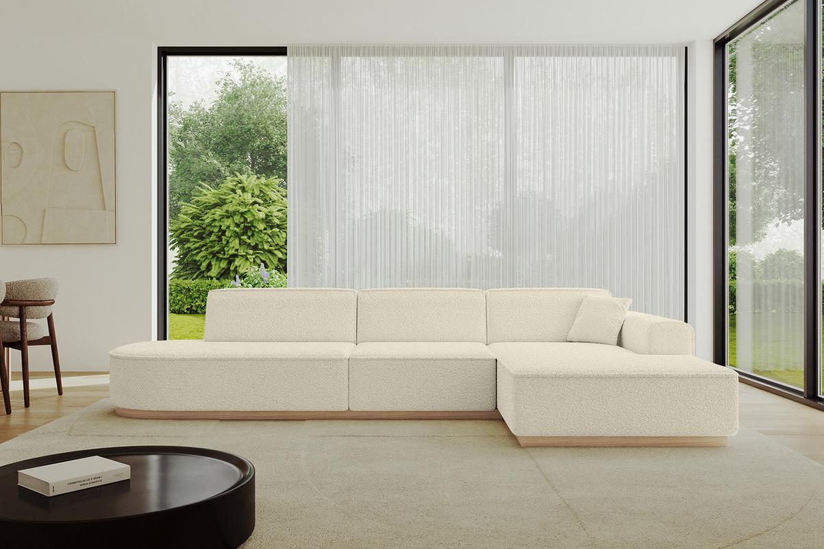 ECKSOFA Ottomane Rechts IREA-L2 - 327x165x80 cm Beige - Hellbraun/Creme, Holzwerkstoff/Textil (327/165cm) - ALTDECOR