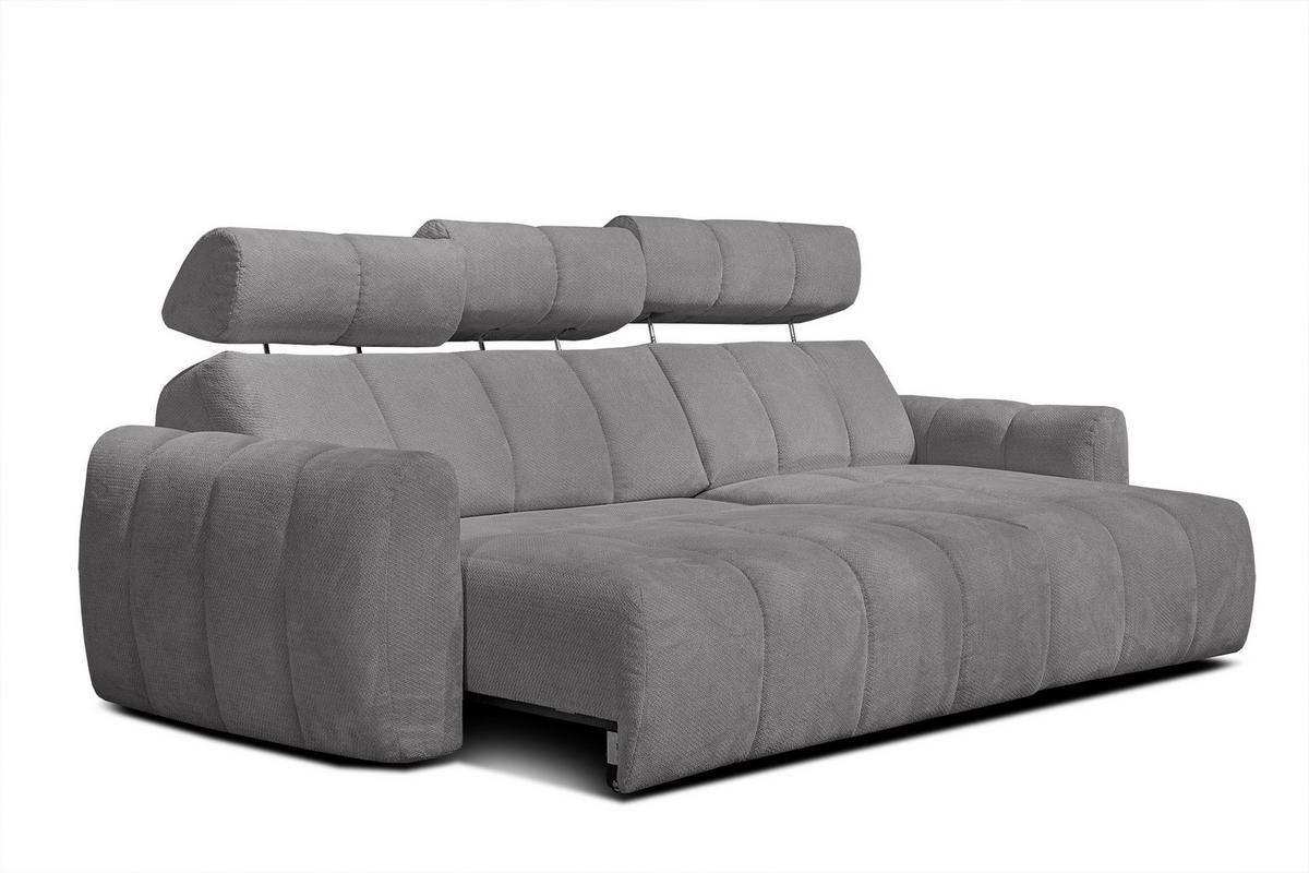 ECKSOFA KIMI 3-Sitzer, ausziehbarer Sitz, verstellbare Kopfstützen, grau - Schwarz/Grau, Holzwerkstoff/Textil (270/160cm) - Wozimo