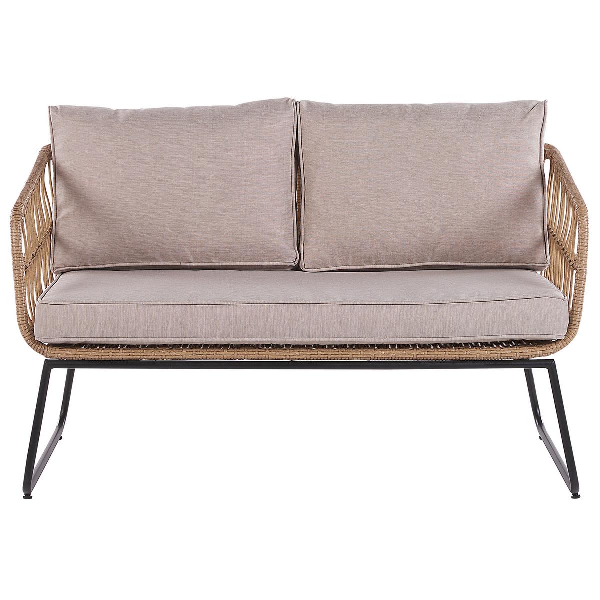 GARTENMÖBEL-SET 4-Sitzer Rattan Beige Ravello - Beige, Kunststoff - Beliani