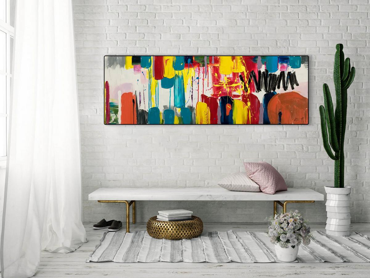 ACRYLBILD HANDGEMALT 150/50 cm - Multicolor/Weiß, Holz/Textil (150/50cm) - KUNSTLOFT