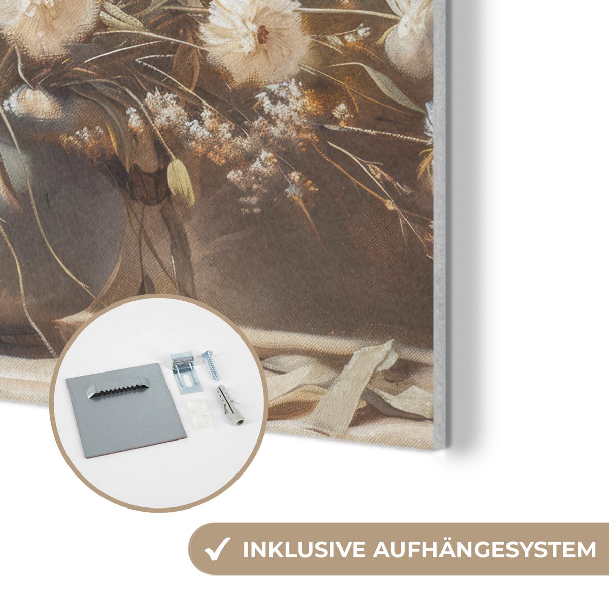 AKUSTIKBILD Blumen - Vase - Stilleben - Beige Akustikpaneele 90x90 cm - Creme, Kunststoff (90/90/0.9cm) - MuchoWow