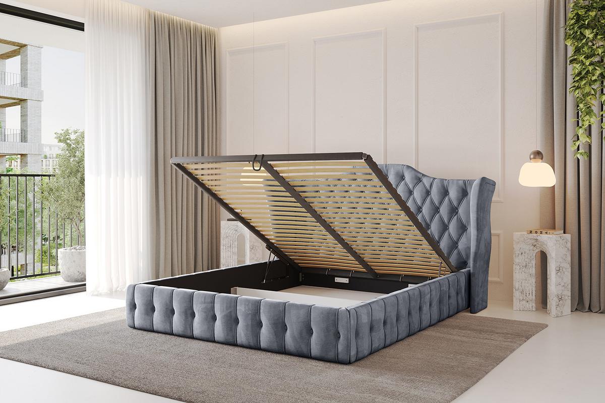 POLSTERBETT mit Bettkasten und Lattenrost, Boxbett ohne Matratze - MODY 120x200 Grau - Grau, Holzwerkstoff/Textil (120/200cm) - ALTDECOR