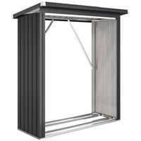 KAMINHOLZREGAL Verzinkter Stahl Dunkelgrau - Dunkelgrau, Metall (66.5/150/150cm) - Outsunny