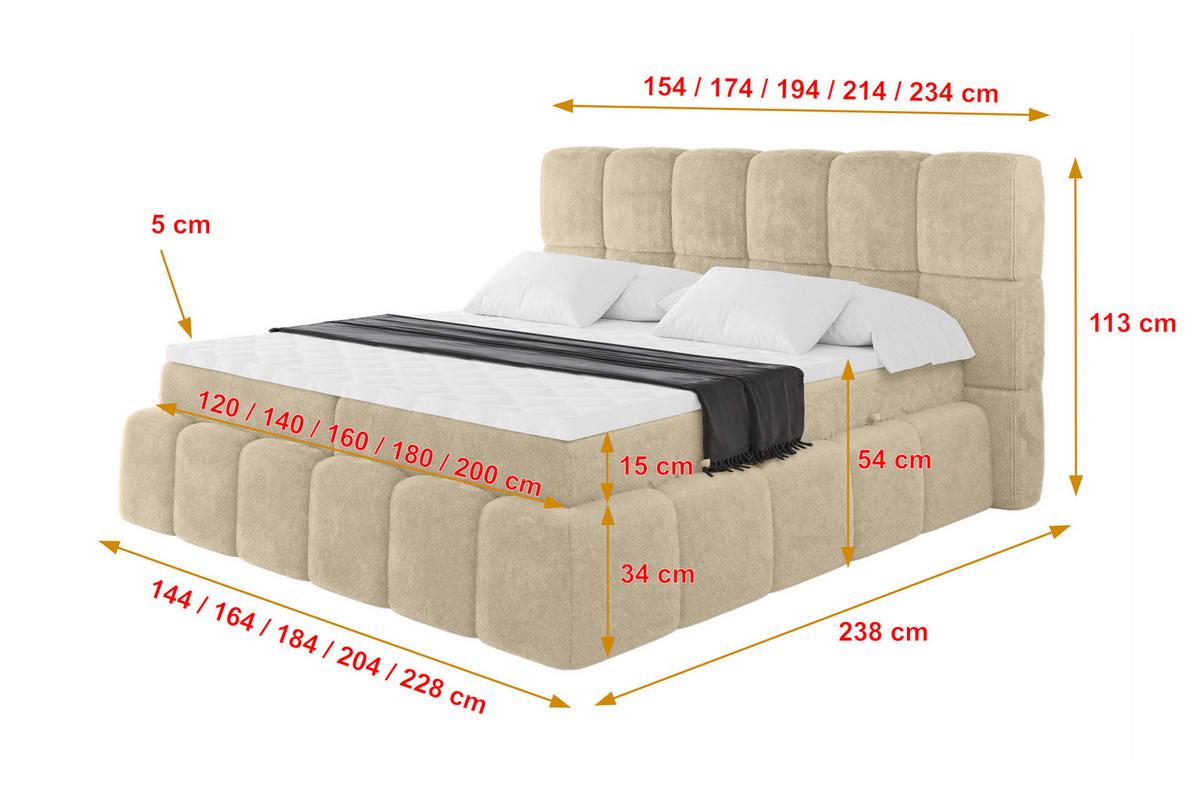BOXBETT - AURI-H3 - 120x200 Hellbeige Lapitt - Creme, Holzwerkstoff (120/200cm) - ALTDECOR