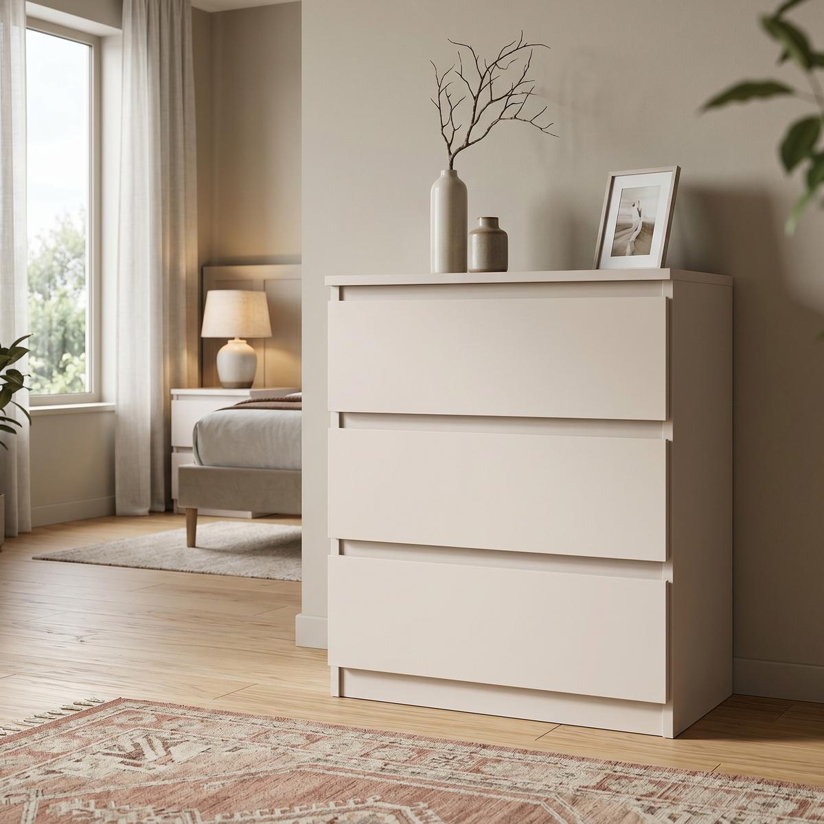 KOMMODE NUDO 70/78,5/39cm mit 3 Schubladen Türen Kaschmir - Kaschmir, Holzwerkstoff (70/78.5/39cm) - MASSENO