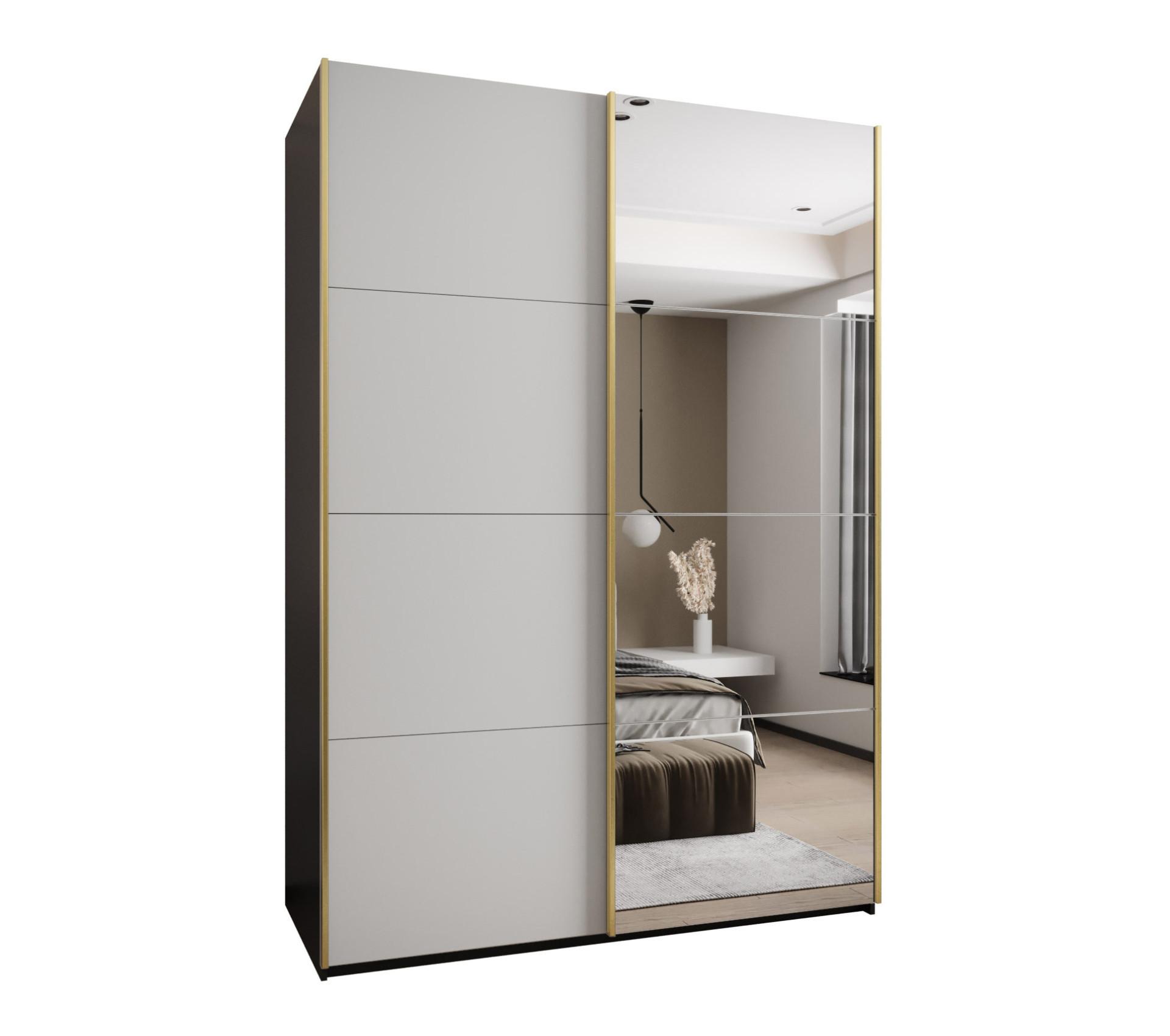 SCHWEBETÜRENSCHRANK 245,5/170/64 2-türig - Goldfarben/Schwarz, Holz/Metall (170/245/64cm) - Abiks Möbel