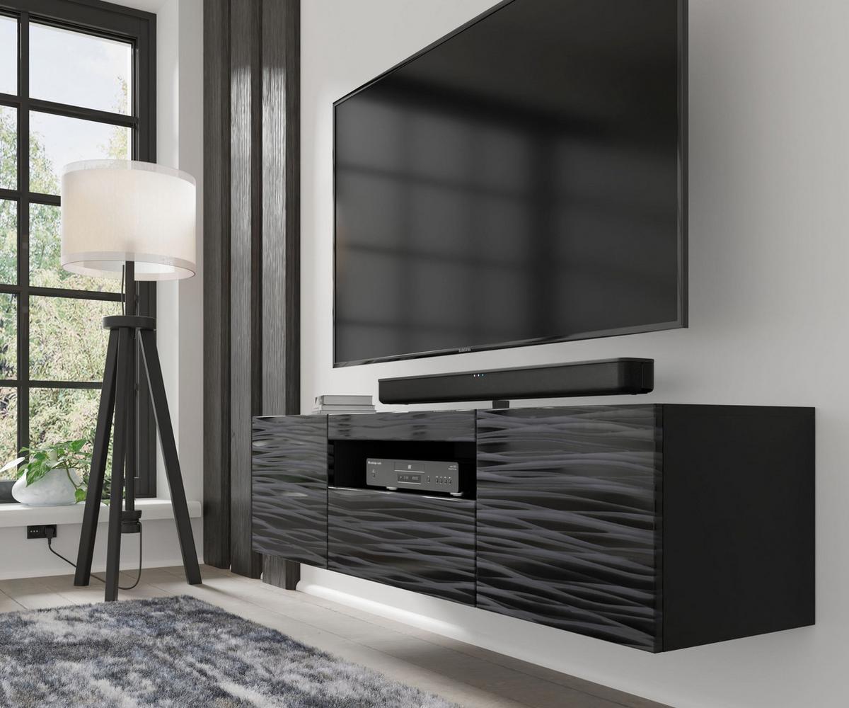 TV LOWBOARD Schwarz Hochglanz 150/42/37 - Schwarz Hochglanz, Holzwerkstoff (150/42/37cm) - RAUMHIRSCH FURNITURE