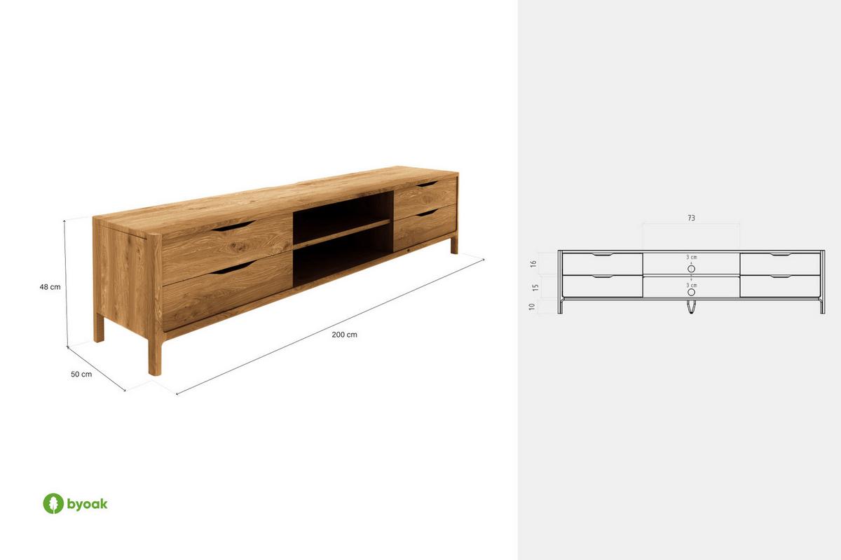 TV-SCHRANK PAUL Kernbuche - Kernbuche, Holz (200/48/50cm) - byoak
