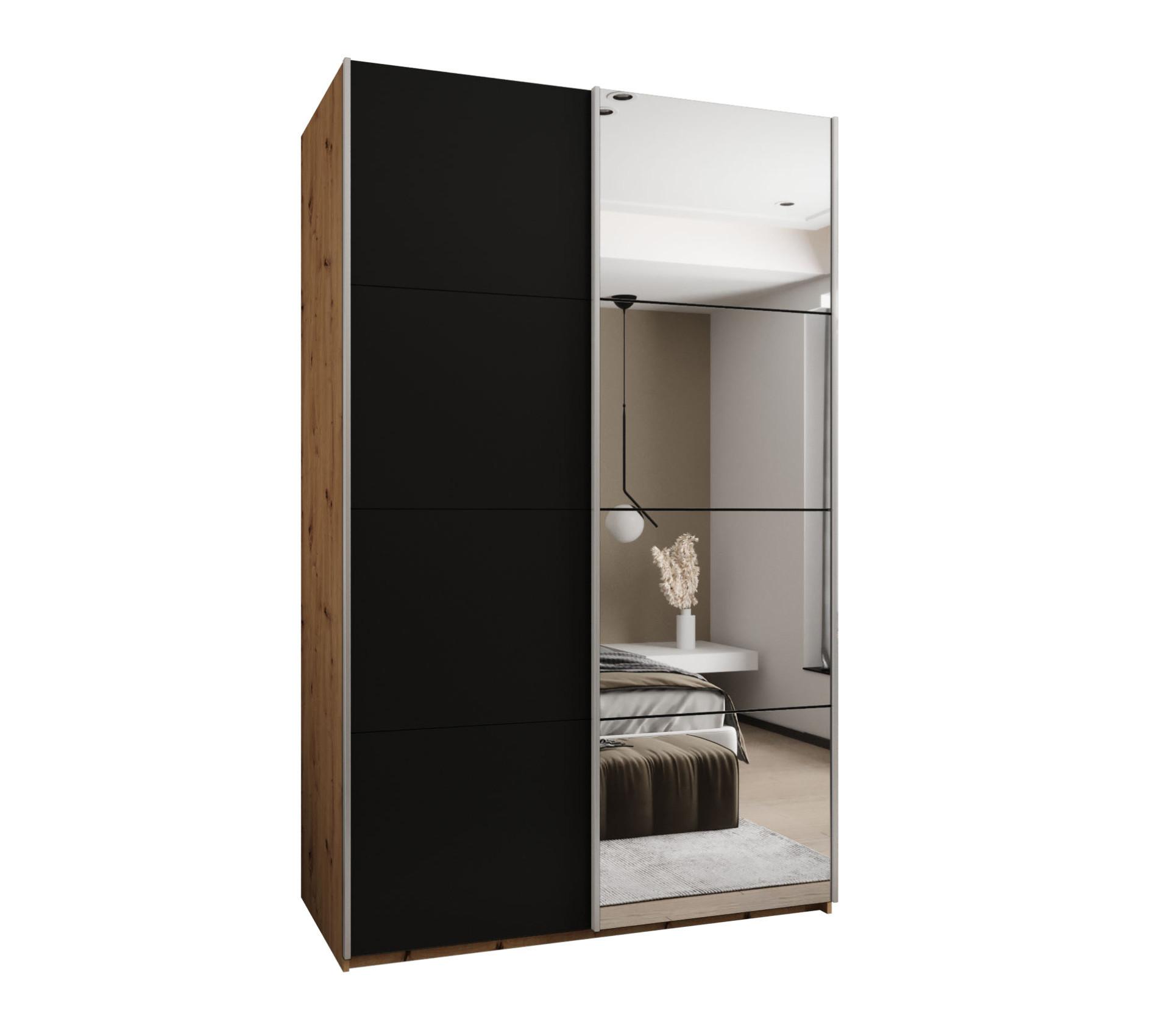 SCHWEBETÜRENSCHRANK 245,5/150/64 2-türig - Silberfarben/Schwarz, Holz/Metall (150/245/64cm) - Abiks Möbel