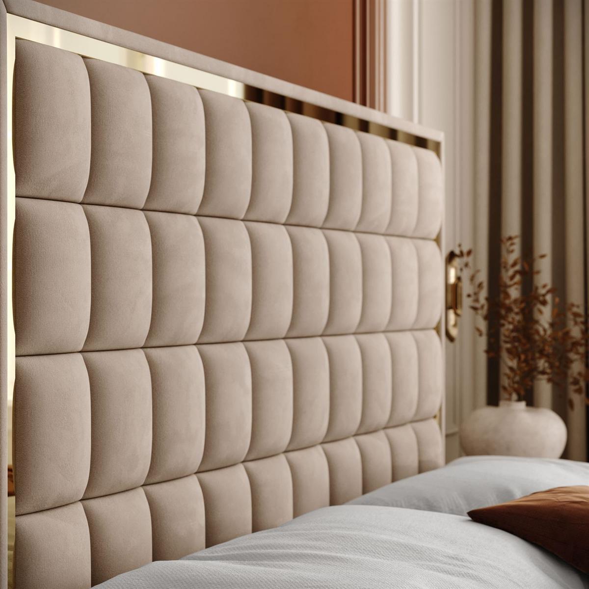 BOXSPRINGBETT ISADORA II GOLD mit Bettkasten und Topper 160x200 cm Royal Velvet 170 - Beige, Textil - Lookway