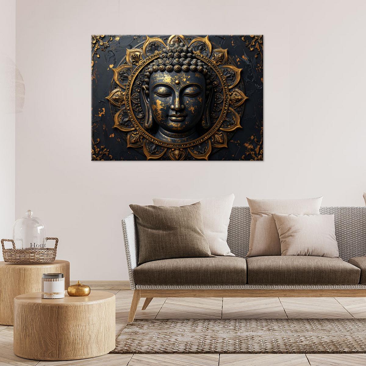 LEINWANDBILD Zen und Orientalisch 90x60cm - Goldfarben, Textil (90/60cm) - Feeby
