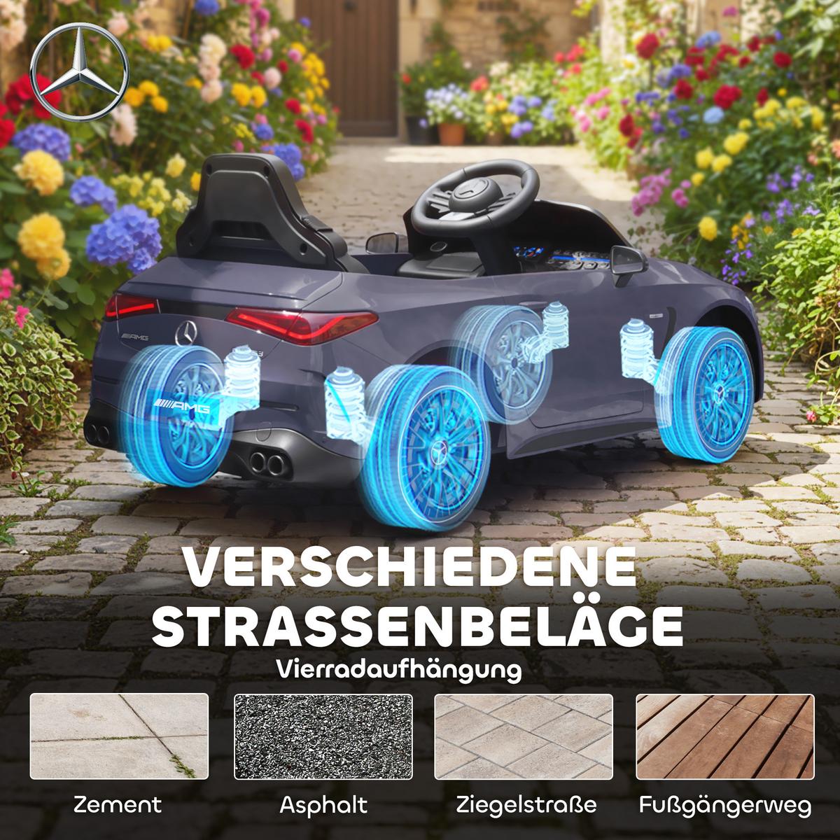 KINDER-ELEKTROAUTO 2 x 12V Kinderauto mit Musik, MP3, Sanftem Start/Stopp - Grau, Kunststoff (99/55/43cm) - AIYAPLAY