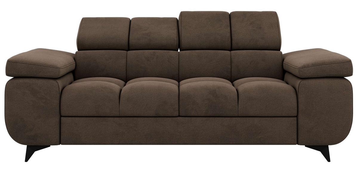 2-SITZER SOFA NIDELLO - Braun Velvet - Schwarz/Braun, Textil/Metall (194/70/97cm) - MKS