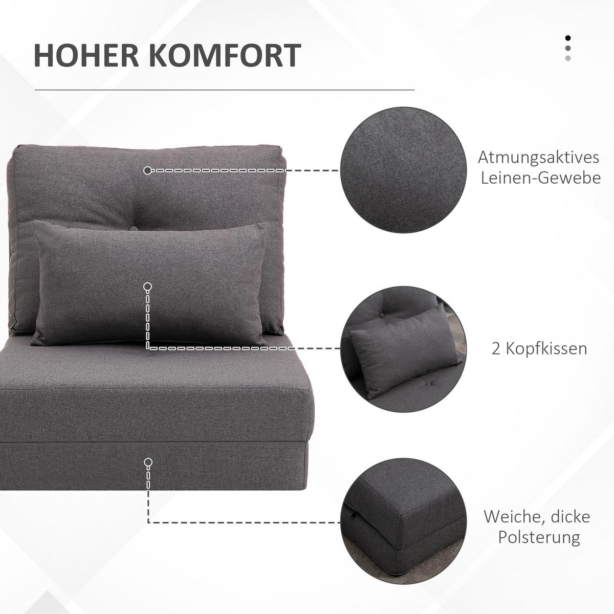 BODENSTUHL, Leinen, Metall, Dunkelgrau - Dunkelgrau, Textil (60/56/80cm) - HOMCOM