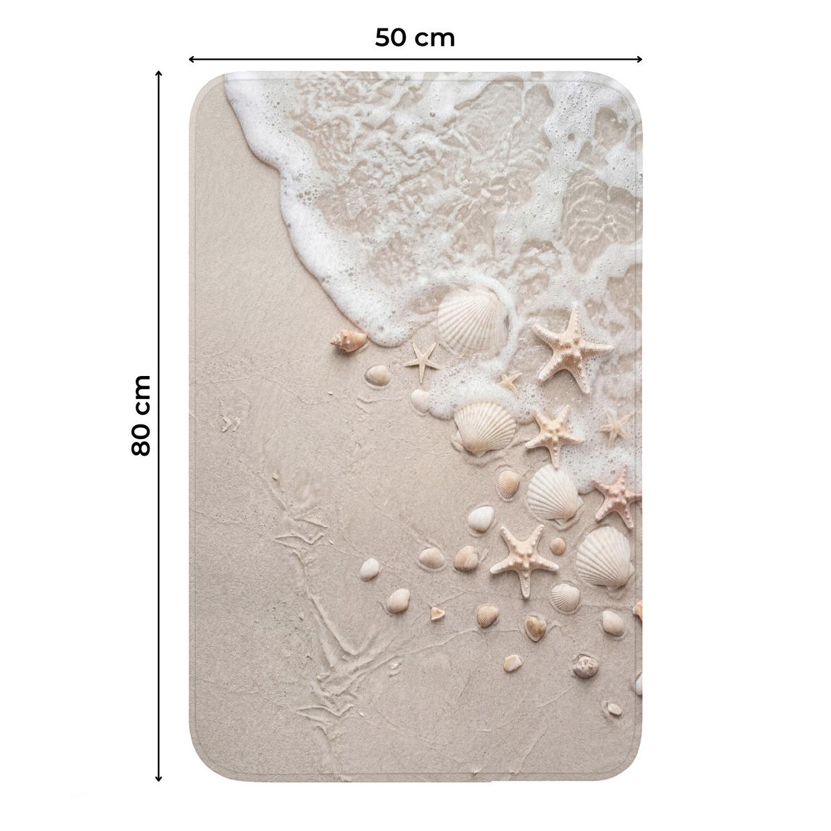 WC-VORLEGER Muscheln - Seesterne - Strand WC Teppich 50x80 cm - Sandfarben, Textil (50/1cm) - OnlyWow