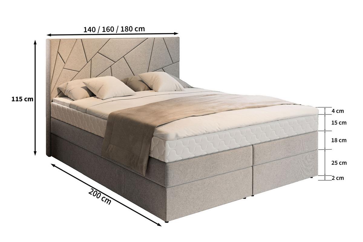 BOXBETT TRANI 180x200 cm mit Matratze und Topper - Schwarz - Schwarz, Holz (180/200cm) - MASSENO