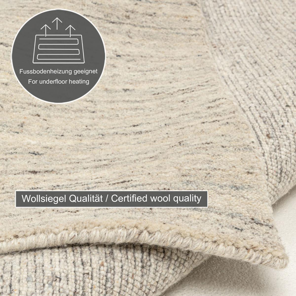 HANDWEBTEPPICH Pure 190x290 cm - Hellgrau, Textil (190/290cm) - THEKO
