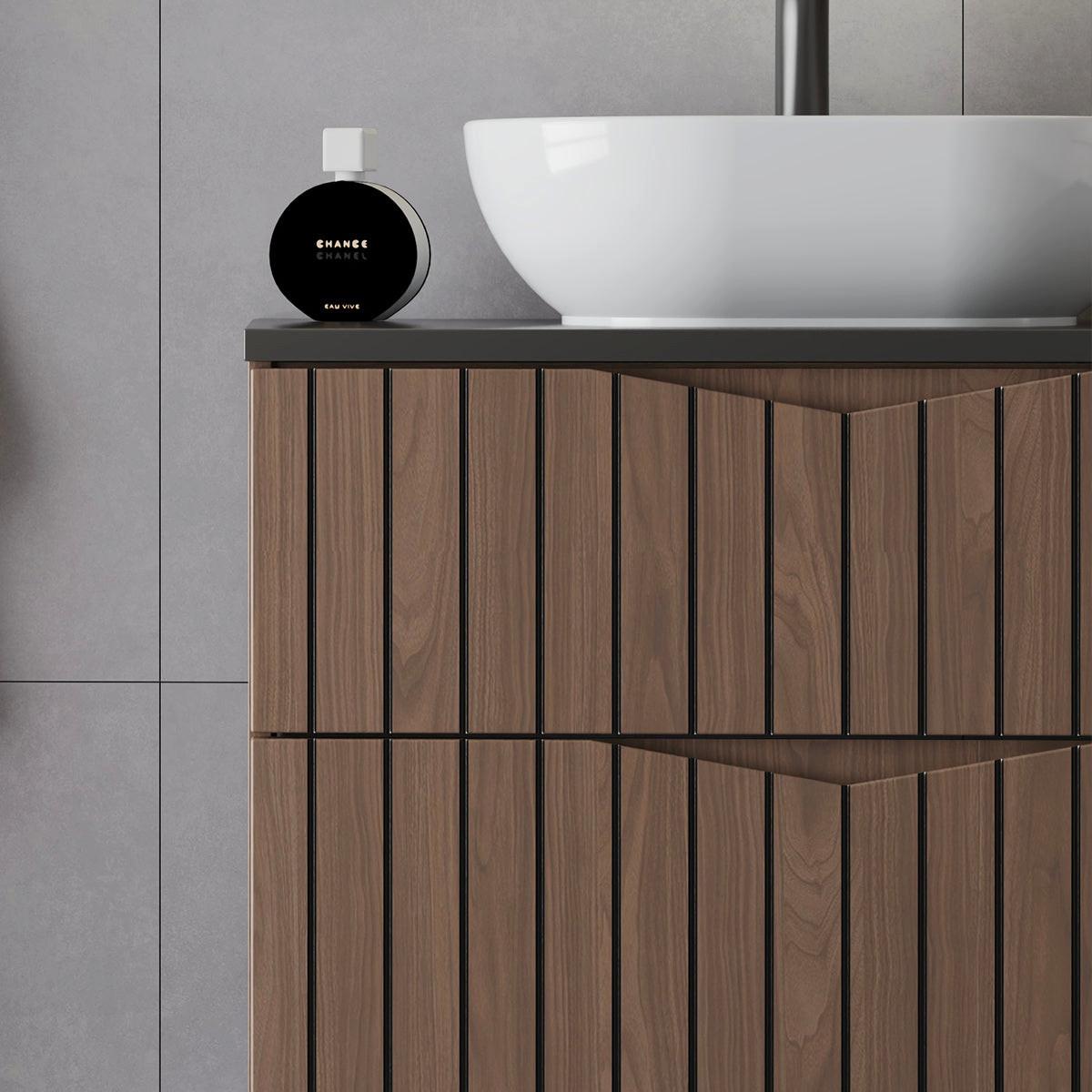WASCHTISCHUNTERSCHRANK 80.6cm Siena Holz und Schwarz - Braun, Holzwerkstoff (80.6/52.2/46.5cm) - Petits-meubles