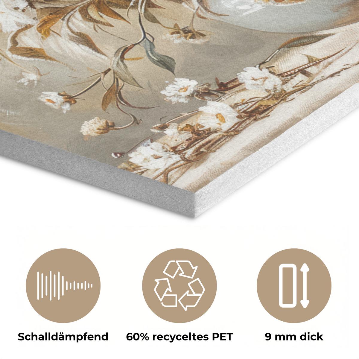 AKUSTIKBILD Blumen - Vase - Stilleben - Beige Akustikpaneele 80x80 cm - Creme, Kunststoff (80/80/0.9cm) - MuchoWow