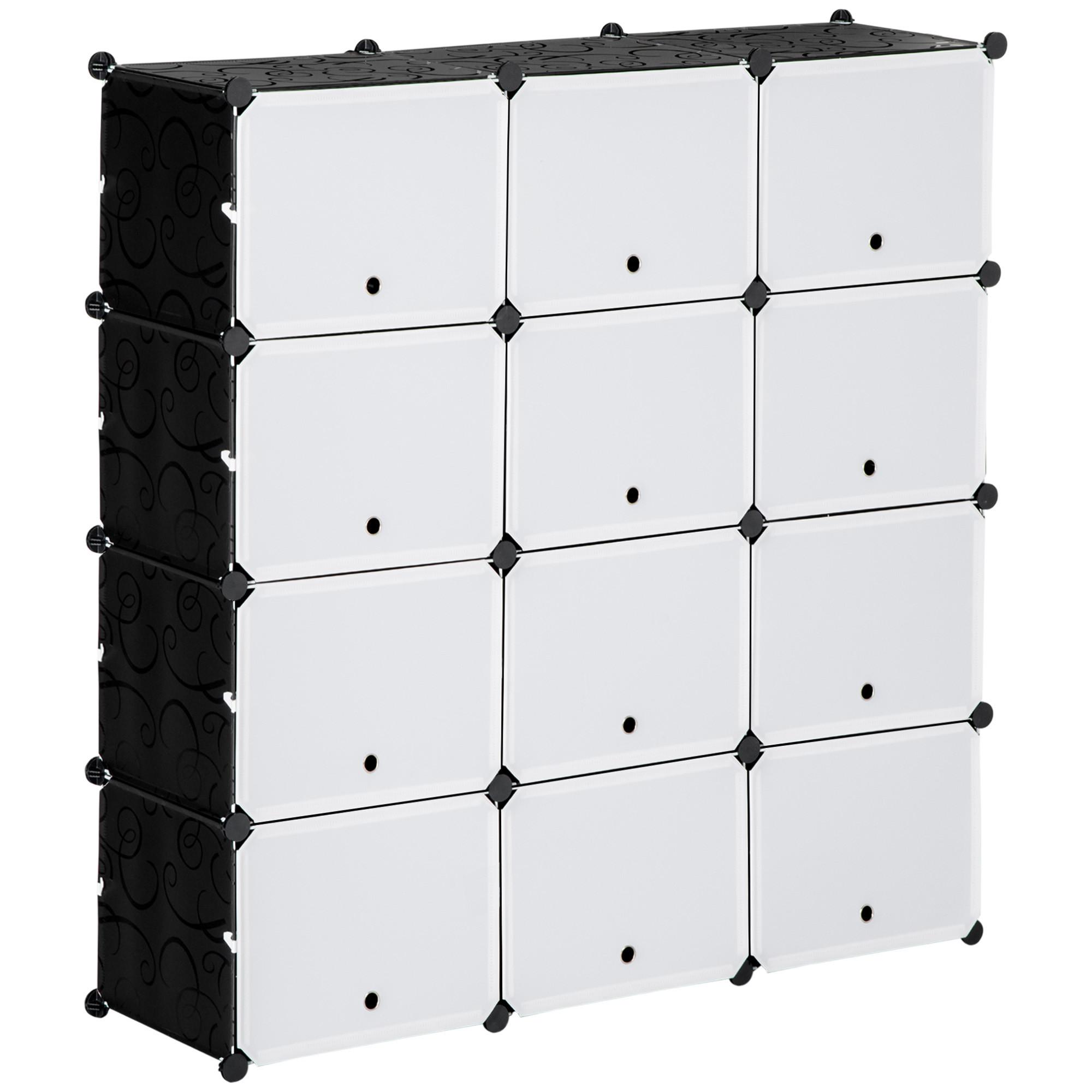 REGALSYSTEM PP Stahl Schwarz Weiß - Multicolor, Kunststoff (32/125/125cm) - HOMCOM