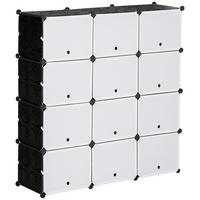 REGALSYSTEM PP Stahl Schwarz Weiß - Multicolor, Kunststoff (32/125/125cm) - HOMCOM