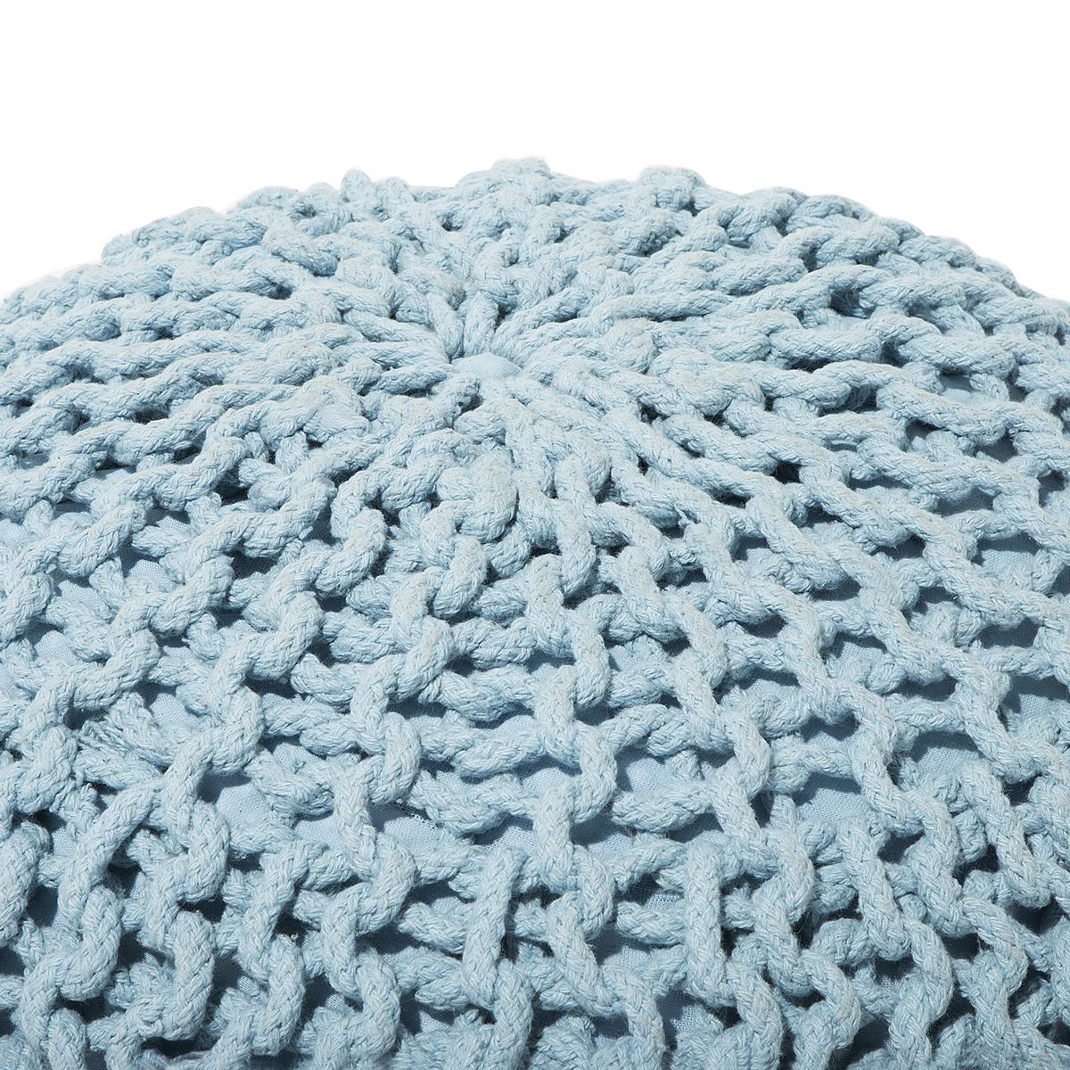 POUF Conrad 50/50/35 cm - Hellblau, Naturmaterialen/Textil (50/35/50cm) - Beliani