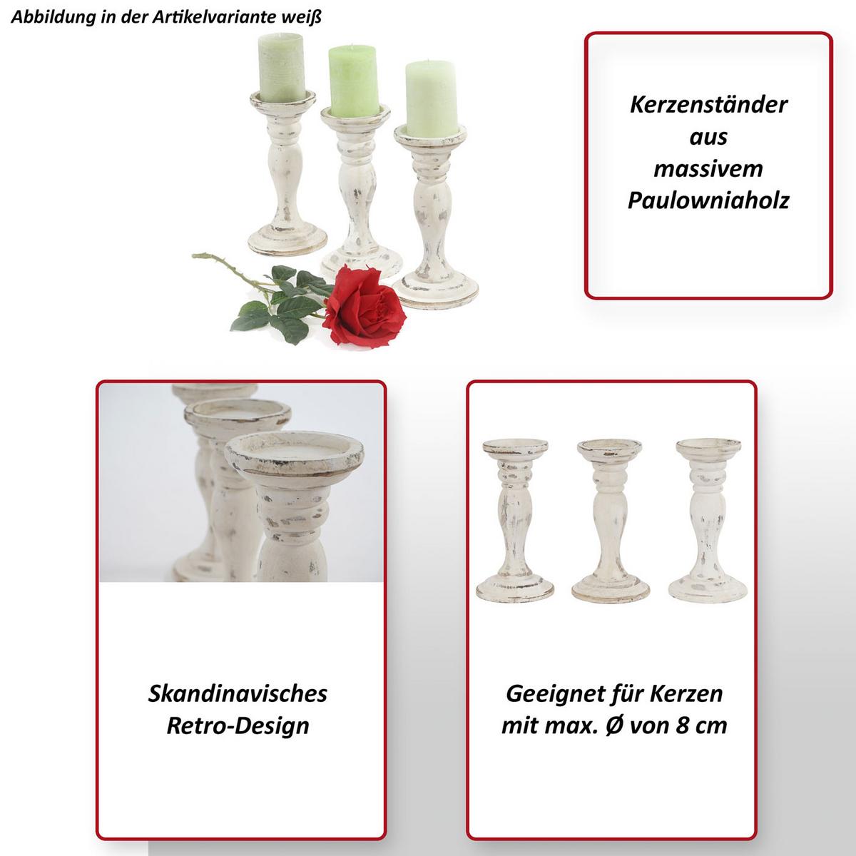 KERZENSTÄNDER 3ER-SET Weiß - Weiß, Holz (12/24/12cm) - MCW