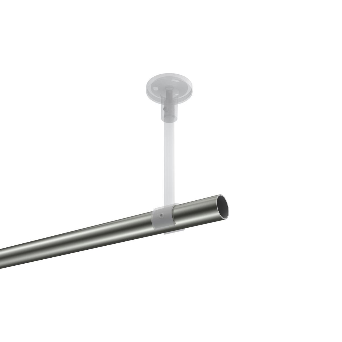 GARDINENSTANGE Sonette Mavell 180 cm, 1-läufig, 20 mm Ø Edelstahl-Optik - Edelstahlfarben/Silberfarben, Metall (180cm) - INTERDECO