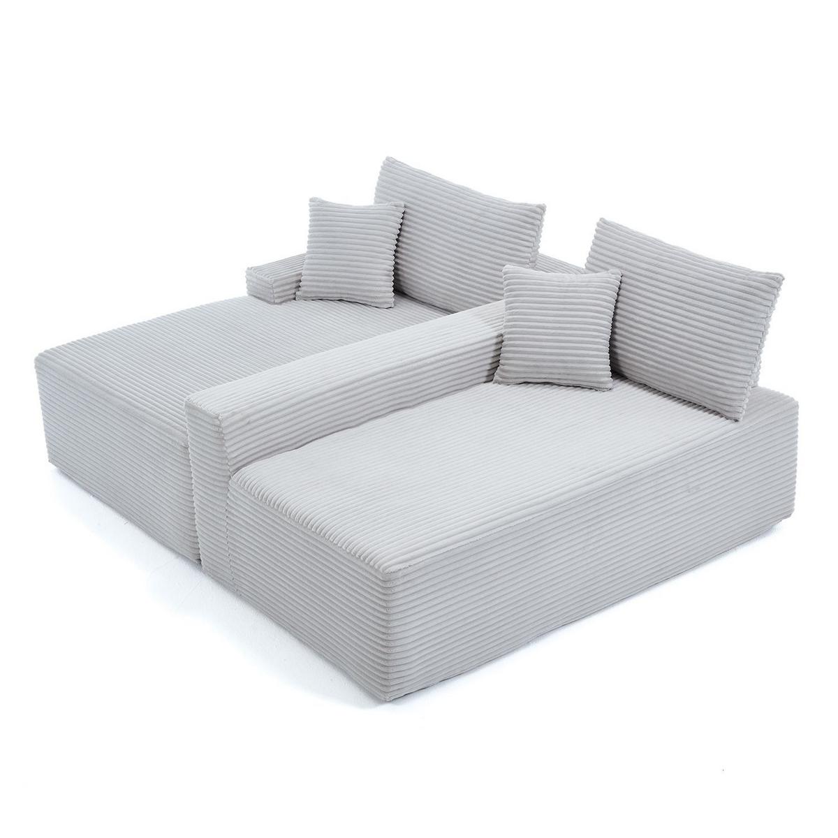 SOFA Coredo hellgrau Cord - Hellgrau, Textil (155/250cm) - Juskys