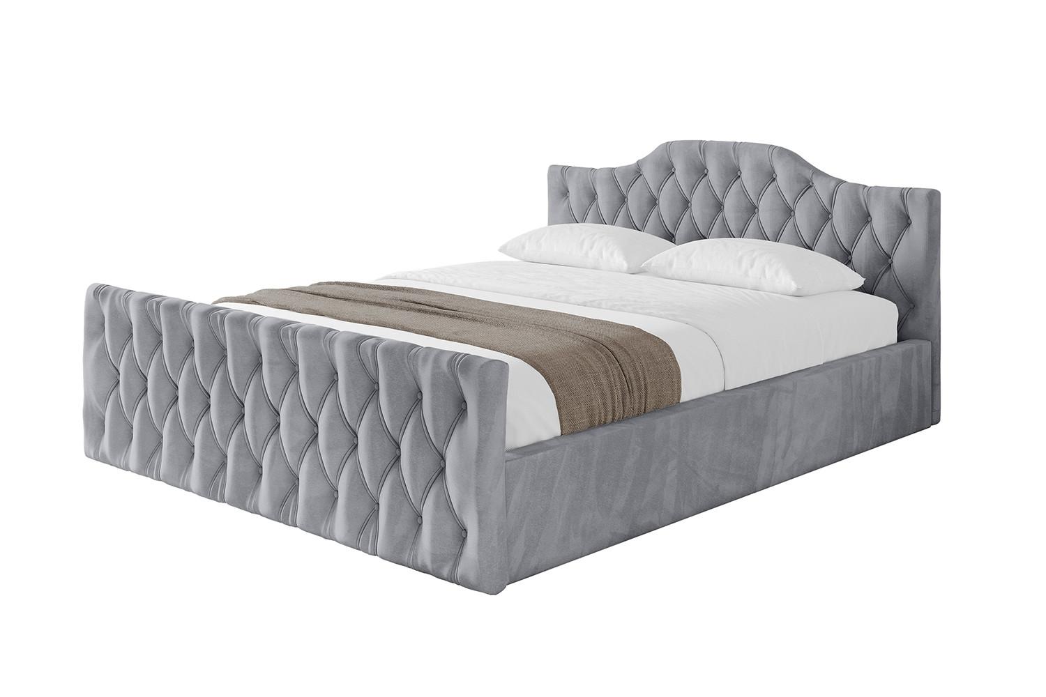 POLSTERBETT mit Bettkasten, Fußteil und Lattenrost, Boxbett mit Matratze H3/H4 - FALIO-Z-V1 160x200 Hellgrau - Hellgrau, Holzwerkstoff/Textil (160/200cm) - ALTDECOR