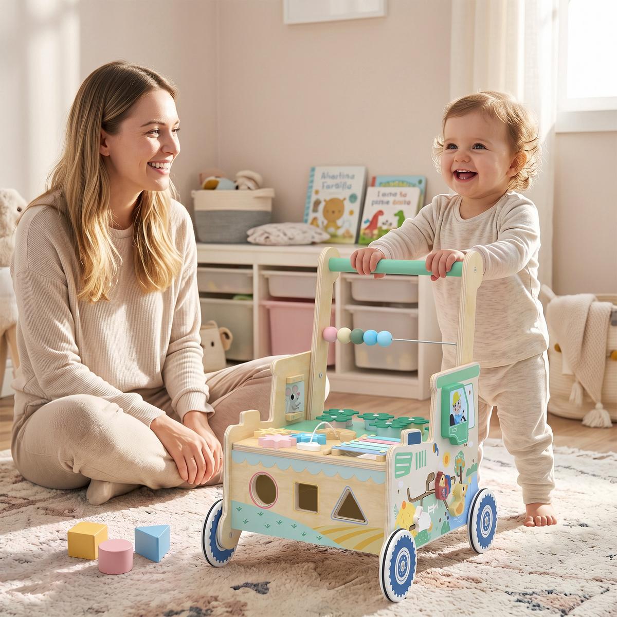 BABY-LAUFLERNWAGEN Mehrschichtplatte Grün - Grün, Holzwerkstoff (31.5/47/41cm) - AIYAPLAY