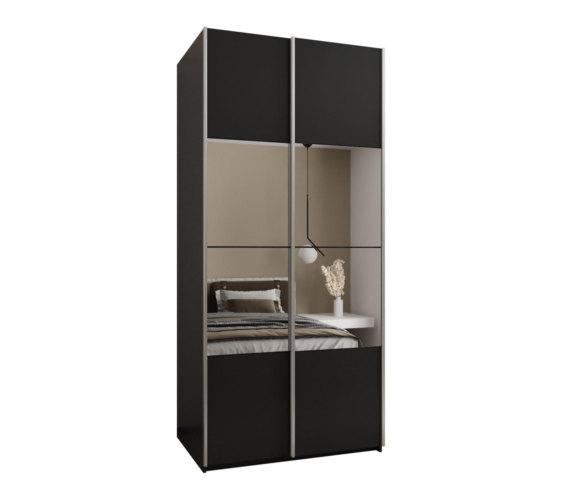 SCHWEBETÜRENSCHRANK 245,5/110/64 2-türig - Silberfarben/Schwarz, Holz/Metall (110/245/64cm) - Abiks Möbel