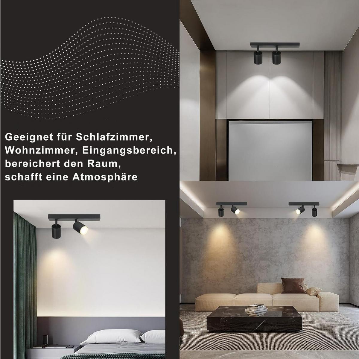 DECKENSTRAHLER Bergisch 2-flammig 30/5/14.4 cm - Schwarz, Metall (30/5/14.4cm) - Nettlife