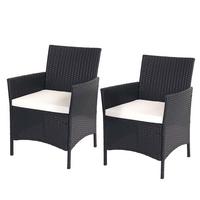 POLY-RATTAN SESSEL HALDEN Anthrazit, Cremeweiß 2er-Set - Anthrazit/Creme, Kunststoff (59/83/60cm) - MCW