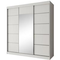 SCHWEBETÜRENSCHRANK Monica 200/215/61 3-türig weiß+silber mit Spiegel - Silberfarben/Weiß, Holzwerkstoff (200/215/61cm) - Beautysofa