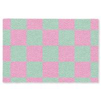 FUSSMATTE Schachbrettmuster - Grün - Rosa - Würfel Fußabtreter 60x40 cm - Mintgrün, Kunststoff (60/0.4cm) - MuchoWow