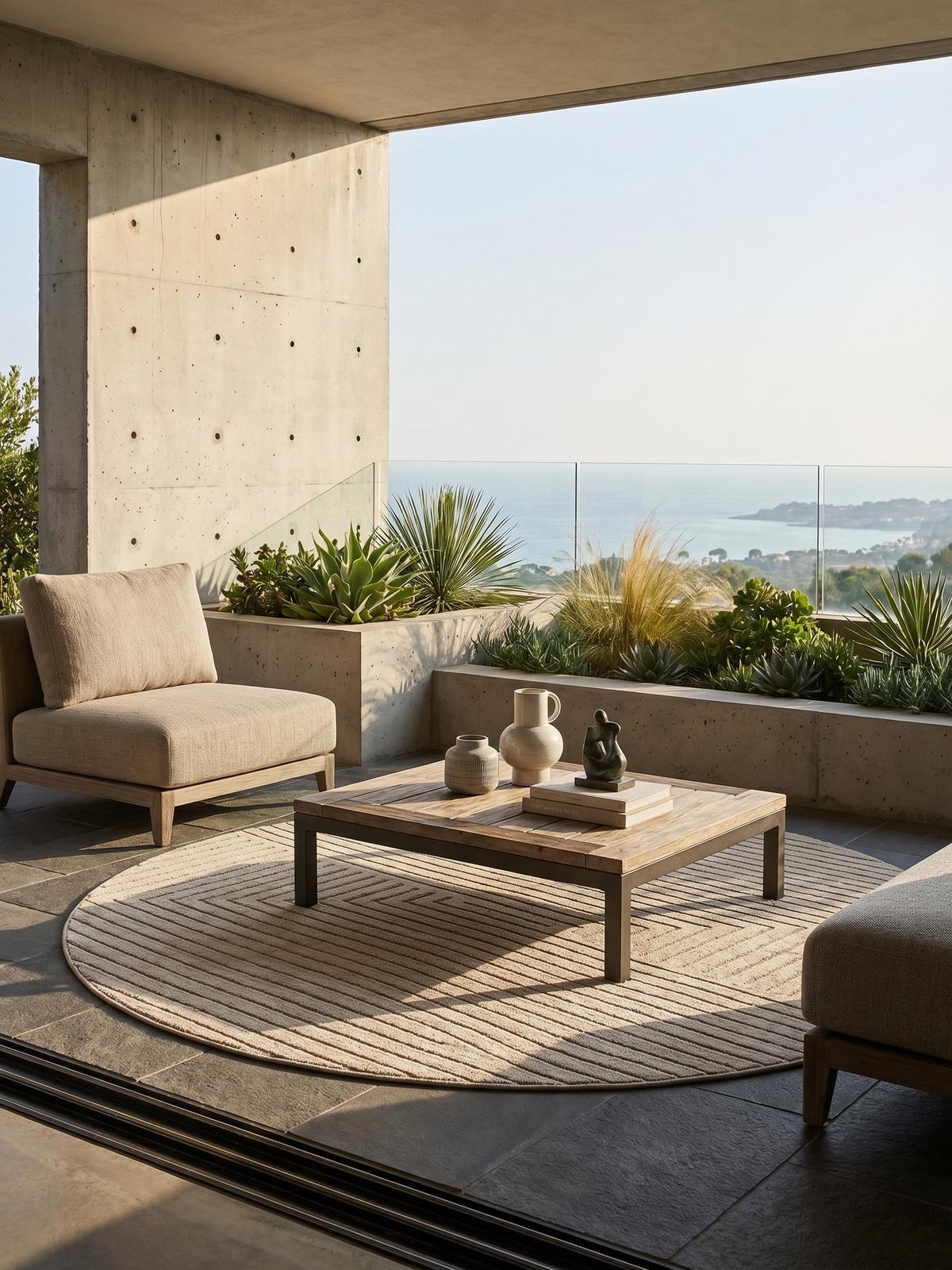 TEPPICH Outdoor ENGADIN in Beige, im Skandi-Stil mit 3D-Design, aus Polypropylen, Ø 160 cm - Beige, Textil (160/160cm) - KADIMA DESIGN