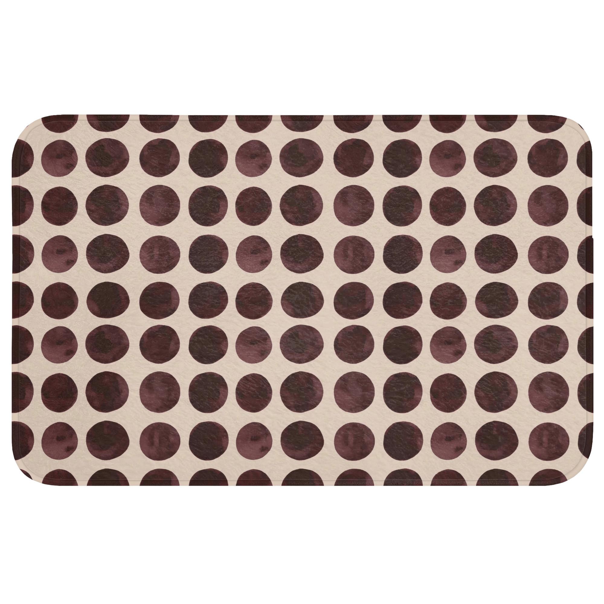 BADEMATTE Polka dots - Muster - Braun Badvorleger 80x50 cm - Bordeaux, Textil (80/50cm) - OnlyWow