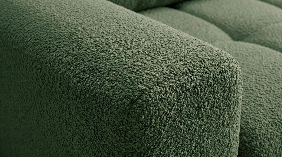 ECKSOFA Ovia mit Bettkasten und Schlaffunktion, Bouclé-Stoff in L-Form - Grün, Textil (270/185cm)