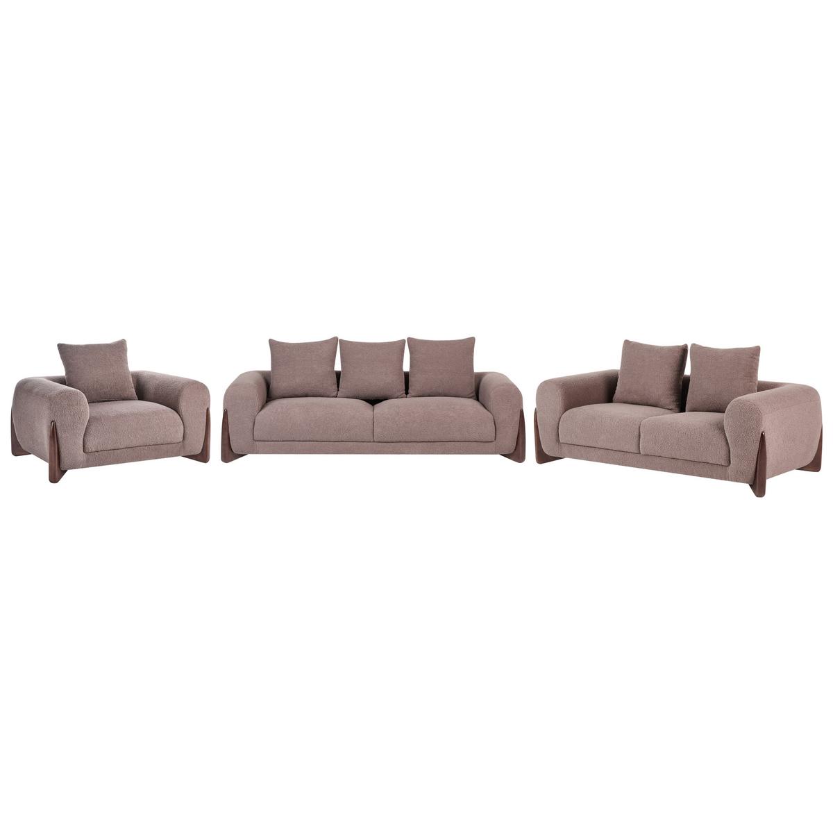 SOFA-SET 6-Sitzer Bouclé Braun Vinliden - Braun, Textil (217/82/87cm) - Beliani