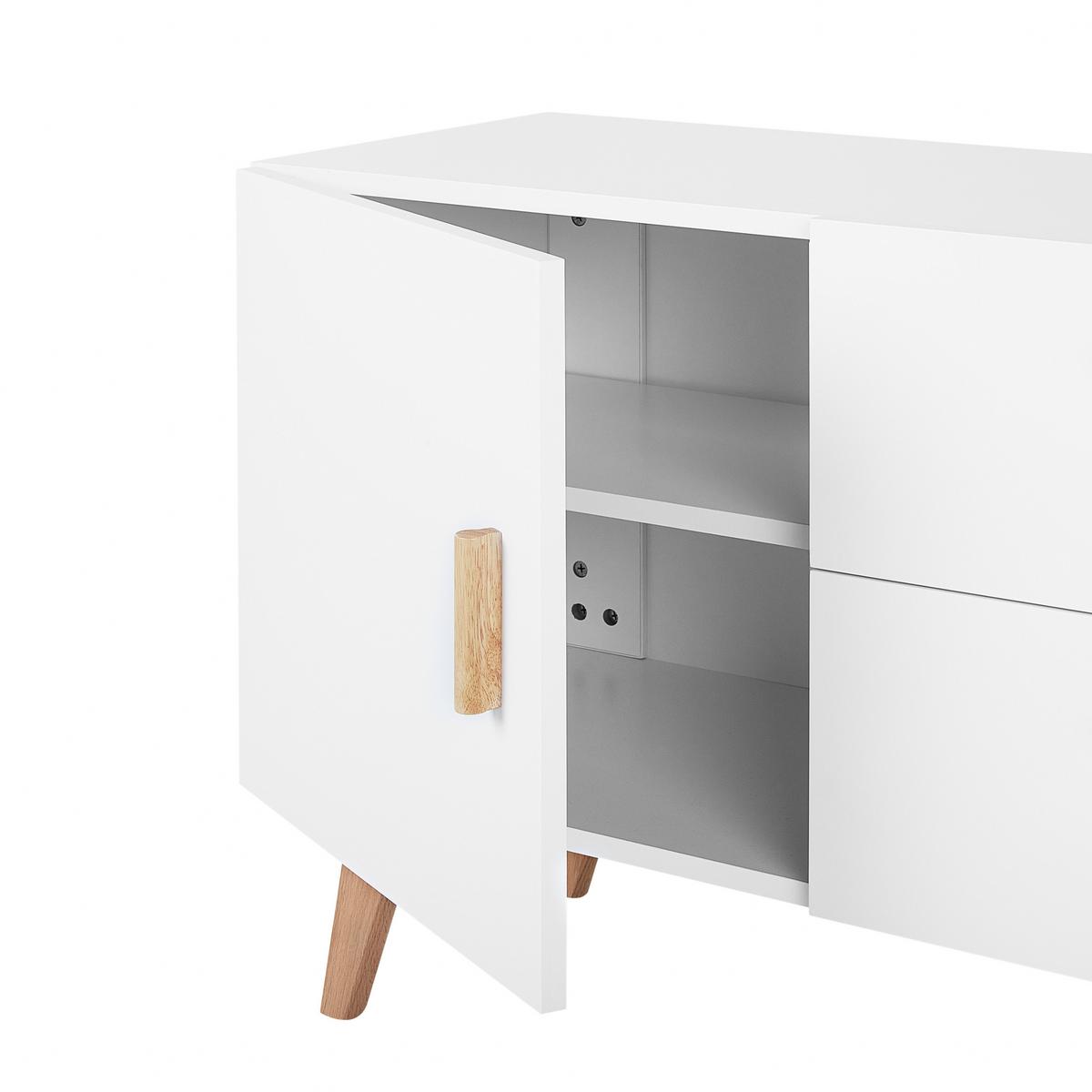 SIDEBOARD mit 2 Türen Weiß Meet - Weiß, Holzwerkstoff (160/70/42cm) - Beliani