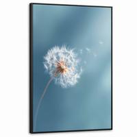 LEINWAND Bilder mit Rahmen - Löwenzahn - Wind - Blau - 90x140 - Blaugrau, Textil (90/140cm) - MuchoWow