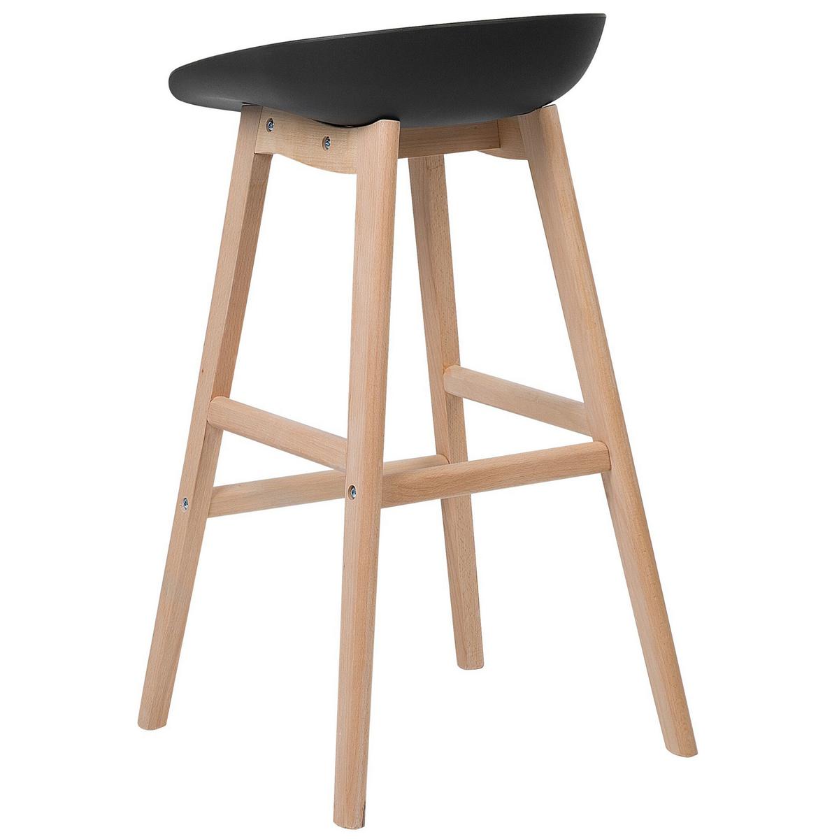 BARSTUHL 2er-Set Kunststoff Schwarz Micco - Schwarz, Holz/Kunststoff (42/85/46cm) - Beliani