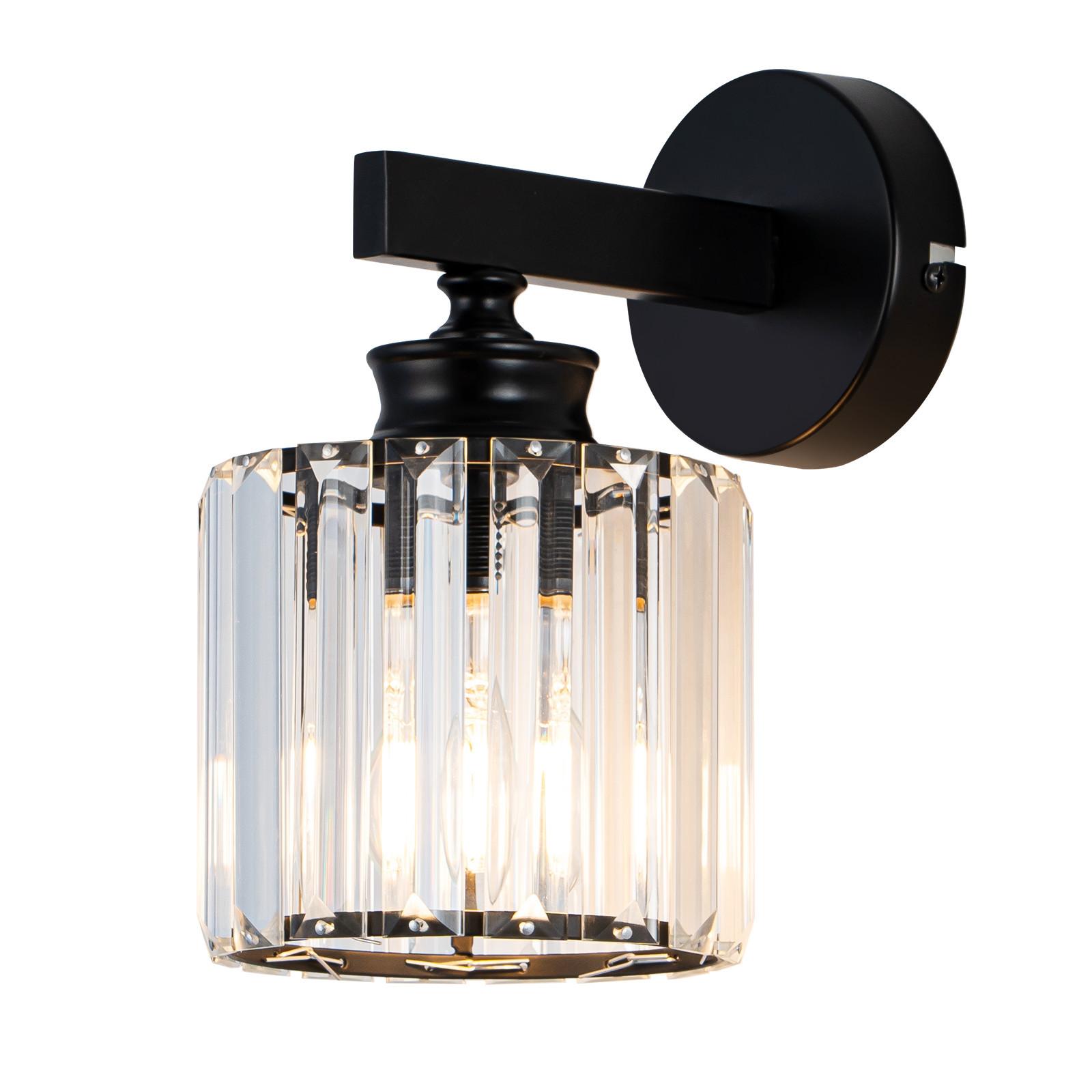 WANDLEUCHTE Irwen 13.6/13.6/23 cm - Schwarz, Glas/Metall (13.6/23/13.6cm) - ZMH
