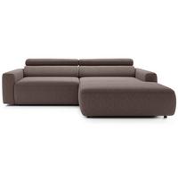 ECKSOFA Fando mit Schlaffunktion, L-Form, 4-Sitzer 252 cm, rechts Flechtstoff Hellbraun - Hellbraun/Schwarz, Kunststoff/Textil (182/252cm) - Selsey