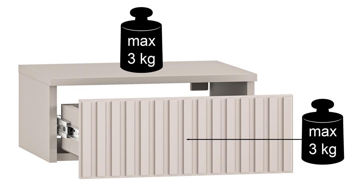 NACHTTISCH Caletto 45 cm - Kaschmir, Holzwerkstoff (45/18/33.8cm) - Selsey