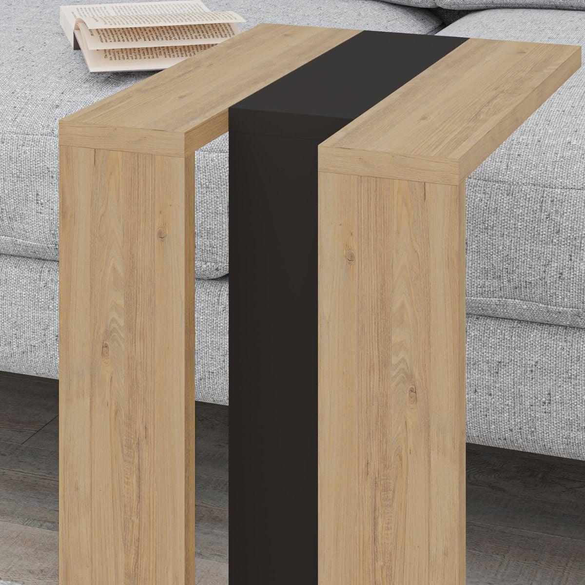 BEISTELLTISCH H57 cm - Macha - Eiche Bianco, Holzwerkstoff (35.5/40/57cm) - Calicosy