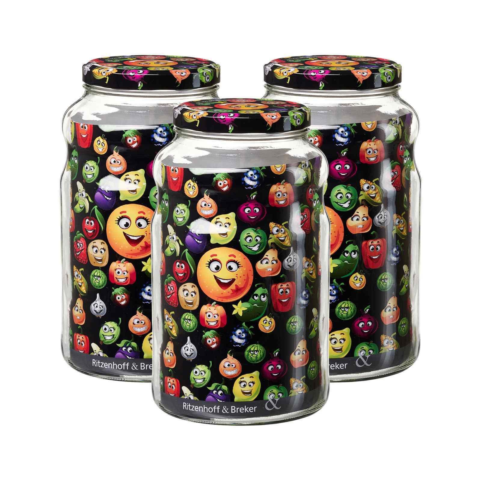 VORRATSGLÄSER Smile transparent 2,65 l 3er Set - Transparent, Glas (13/23/13cm) - Ritzenhoff Breker